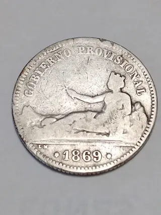 Moneda 1 Peseta 1869 Gobierno Provisional