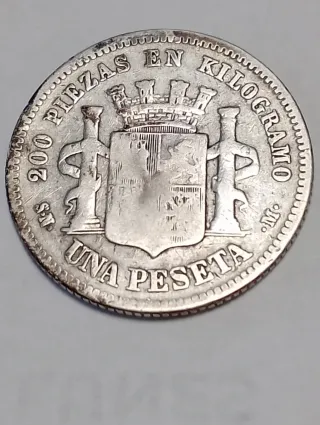Moneda 1 Peseta 1869 Gobierno Provisional