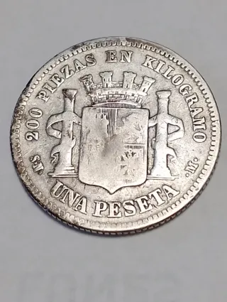 Moneda 1 Peseta 1869 Gobierno Provisional