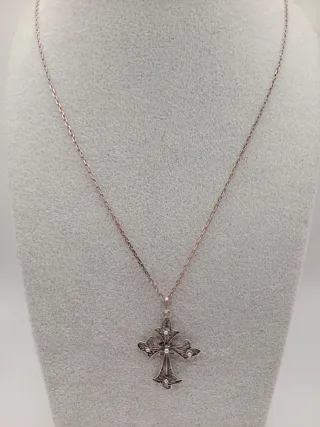 Collana vintage croce gotica filigrana argento 925