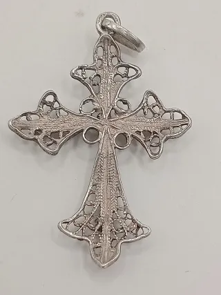 Collana vintage croce gotica filigrana argento 925