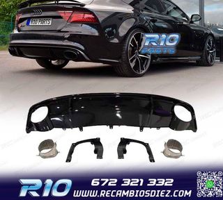 DIFUSOR AUDI A7 16-18 LOOK RS7 + COLAS ESCAPE NEGRO BRILLO