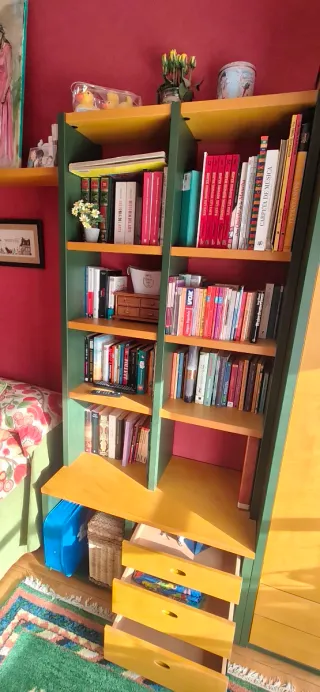 Habitación completa: estantería, armario y cama