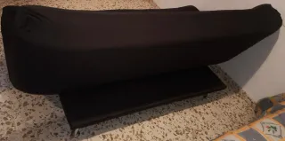 Sofá cama 3 plazas marrón piel.