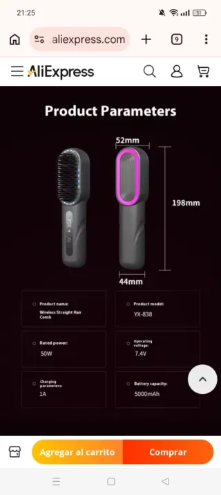 Cepillo Iones Alisador YX-838