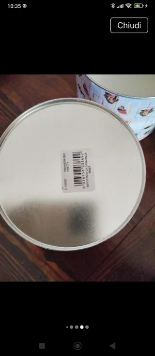 Lotto 3 barattoli metallo decorati