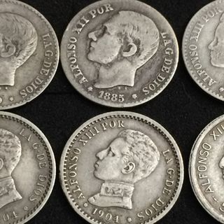 Lote 6 Monedas Plata 50 Centimos Alfonso XIII