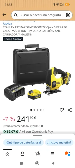 Sierra de calar Stanley Fatmax 20V