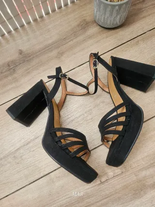 Sandalias Daniela Vega Tacón Plataforma Negras