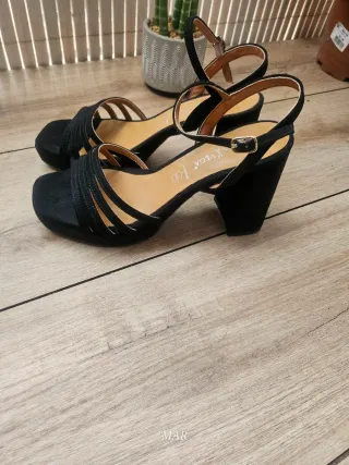 Sandalias Daniela Vega Tacón Plataforma Negras