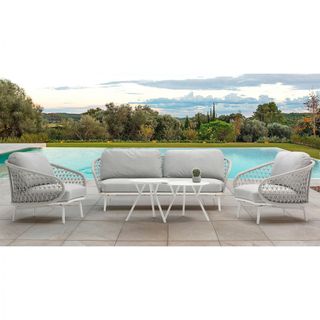 Set Salotto Esterno 5 Posti in Alluminio e Corda