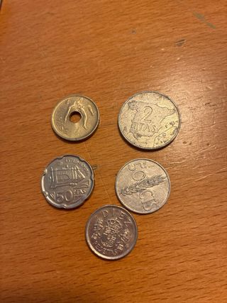 Lote 5 monedas antiguas España x 3 euros