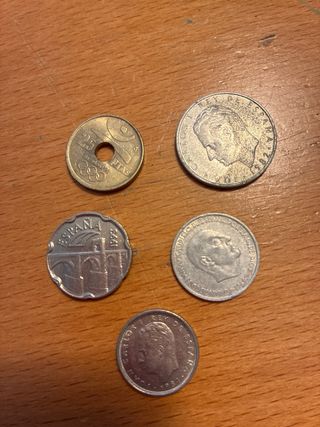 Lote 5 monedas antiguas España x 3 euros