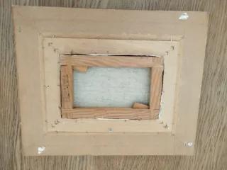 Dos cuadros abstractos pintados al óleo