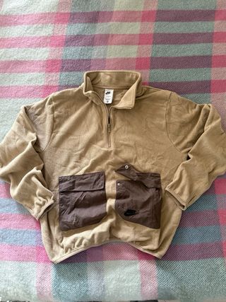 Felpa Nike Beige Marrone Mezza Zip Taglia S