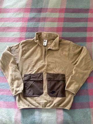 Felpa Nike Beige Marrone Mezza Zip Taglia S