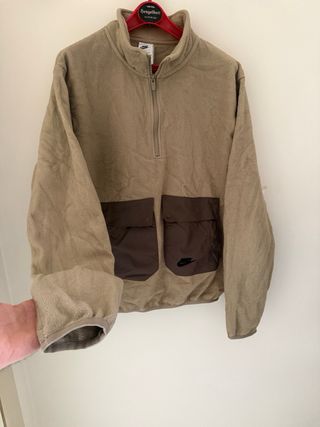 Felpa Nike Beige Marrone Mezza Zip Taglia S