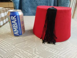 Antiguo sombrero fez marroquí de fieltro, talla 6.