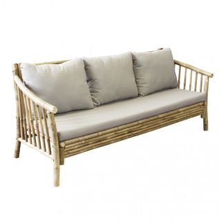 Divano Esterno Grigio in Bamboo 195 cm con Cuscini