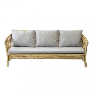Divano Esterno Grigio in Bamboo 195 cm con Cuscini