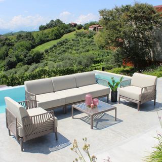 Tavolino da Esterno Taupe 70 cm in Polipropilene