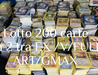 Lotto 200 carte Pokemon con 2 tra EX/V/FULL ART/GM