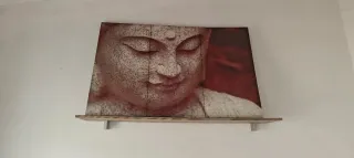 Cuadro Buda Piedra Beige y Rojo