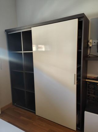 Mueble salón modular blanco y antracita