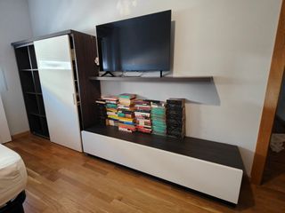Mueble salón modular blanco y antracita