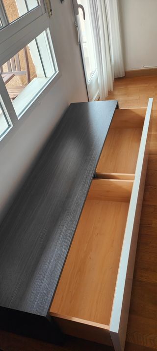 Mueble salón modular blanco y antracita