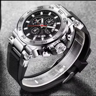 Reloj LIGE Hombre Cronógrafo Plata Negro