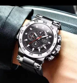 Reloj LIGE Hombre Cronógrafo Plata Negro