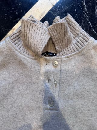Jersey Zara Beige Cuello Alto Talla S