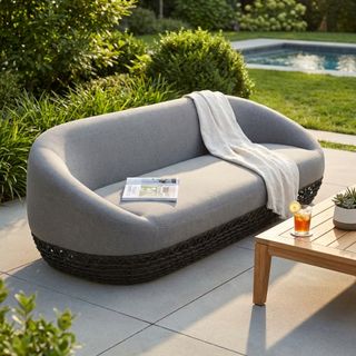 Divano Esterno Grigio 220 cm in Alluminio e Corda