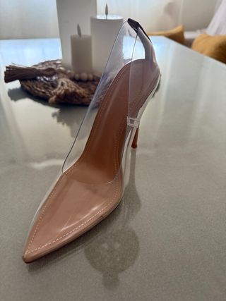 Zapatos transparentes tacón beige