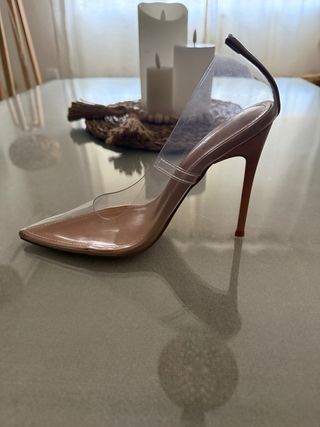 Zapatos transparentes tacón beige