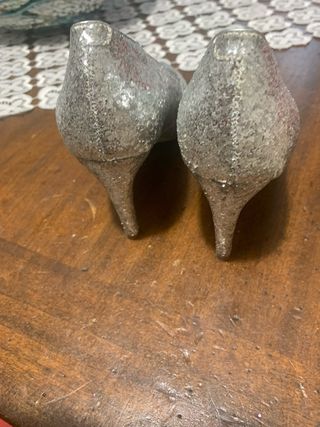 Scarpe glitter argento tacco 36