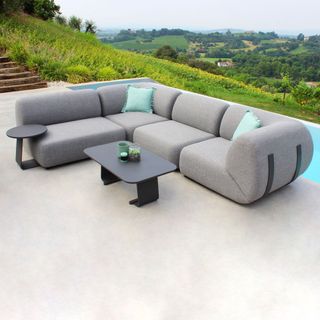 Poltrona da Giardino Moderna Modulare Grigio Scuro