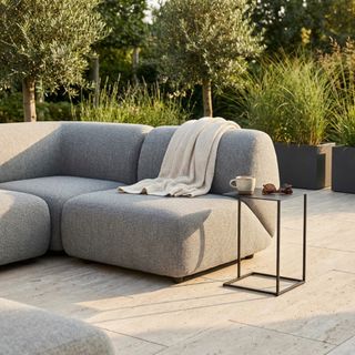 Poltrona da Giardino Moderna Modulare Grigio Scuro