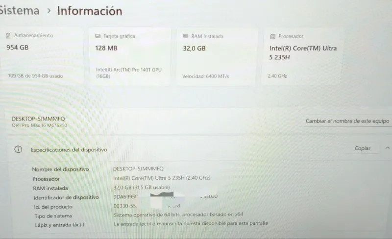 Dell 16" 32GB RAM 1TB SSD Intel Ultra | Garantía afbeelding 5