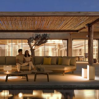 Poltrona Esterno Moderna alluminio effetto legno