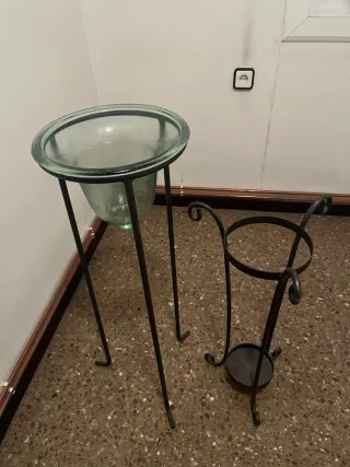 Paragüero y Macetero Metálico y Cristal