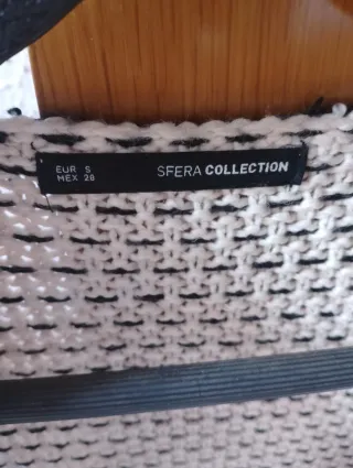 Chaqueta punto mujer beige y negro