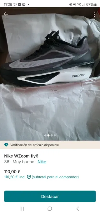 Nike Zoom Fly 6 Talla 36