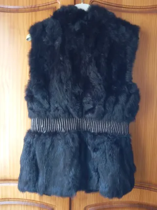 Chaleco de piel auténtica negro, marron