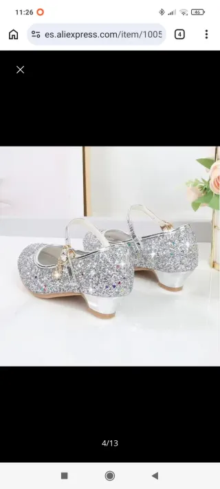 Zapatos niña purpurina tacón