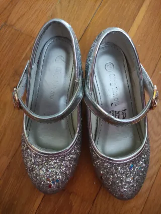 Zapatos niña purpurina tacón