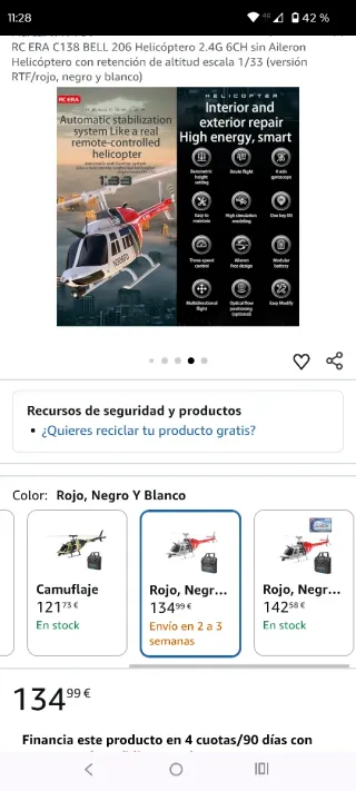 Helicóptero RC Bell-206-V3 2.4G 6CH C138