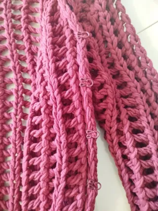 Chaqueta Zara punto calado rosa talla única