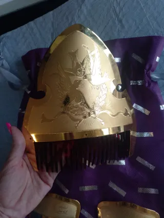 Juego Peinetas Doradas Grabado Pajaritos